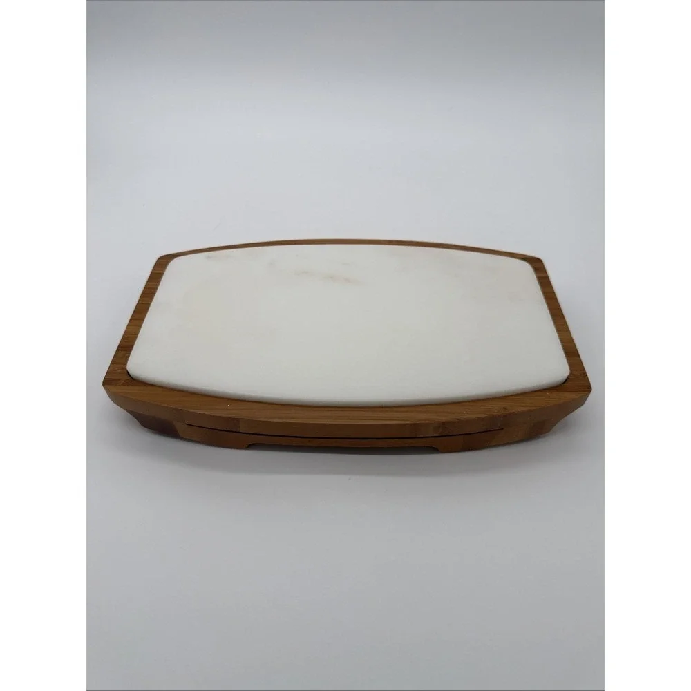 New In Box-B. Smith Cheese Board Set W/Marble Top & Bamboo Tray + 4 Utensils